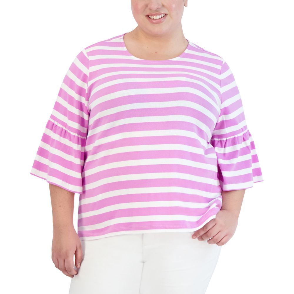 Jones New York Plus Size Purple Striped Top Size‎ 2X